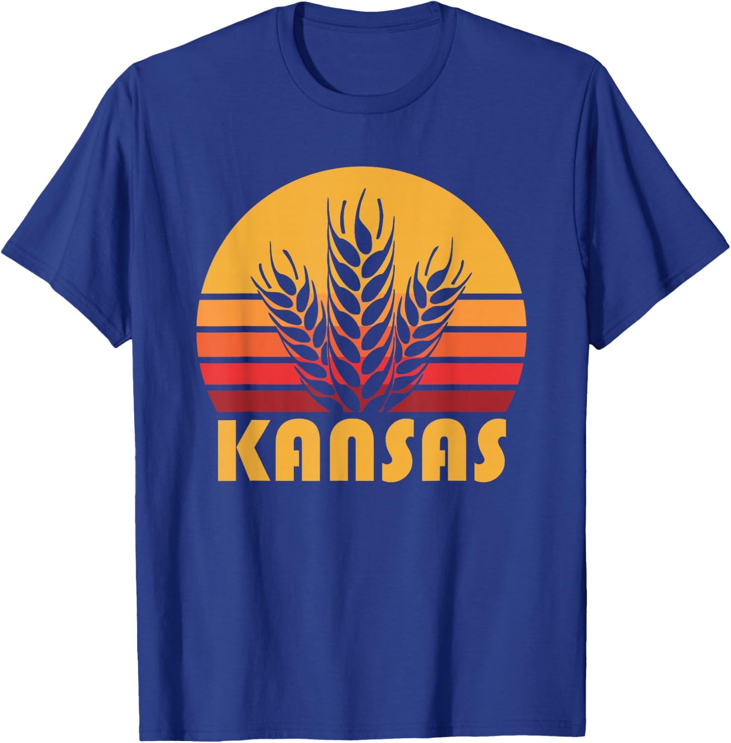 Retro Kansas Wheat Shirt, Vintage Grain Farming Gift T-Shirt - T-Shirt | Royal