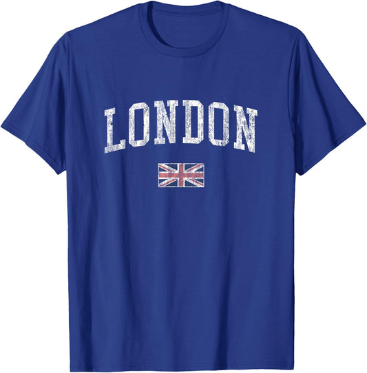 London England Vintage Sports Design British Flag T-Shirt - T-Shirt | Royal