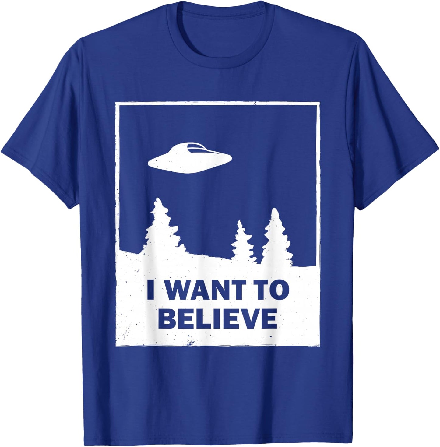 Vintage White I Want To Believe UFO T-Shirt - T-Shirt | Royal