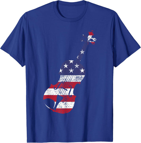 Violin USA Flag America Music Teacher Kids Men T-Shirt - T-Shirt | Royal