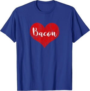I Love Bacon Red Heart Foodie Vintage Valentine's Day Gift T-Shirt - T-Shirt | Royal