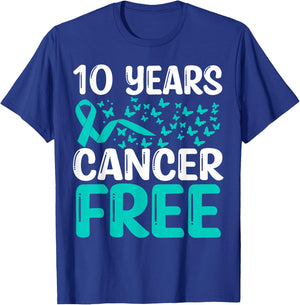 10 Years Cervical Cancer Free Cancer Survivor Awareness T-Shirt - T-Shirt | Royal
