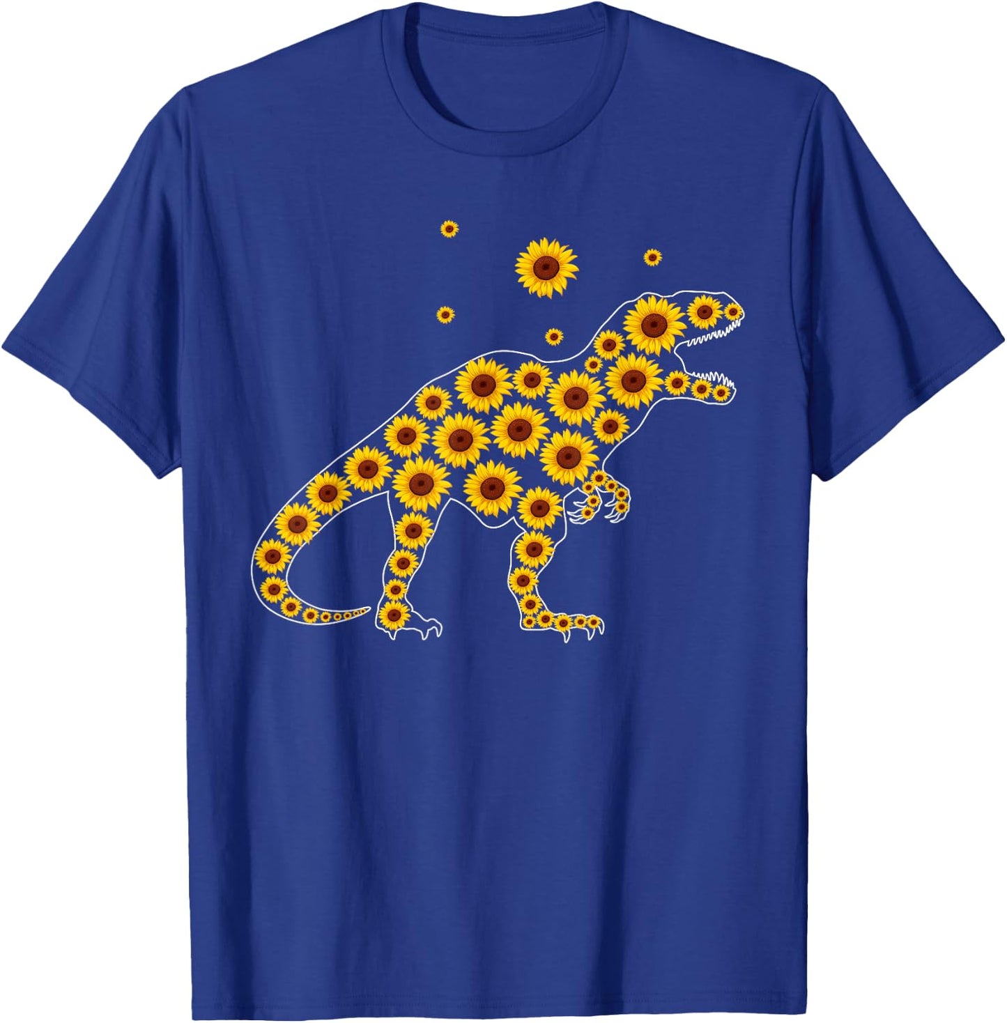 Sunshine Dinosaurs T-rex Sunflower Rex Sun Flower dinosaur T-Shirt - T-Shirt | Royal