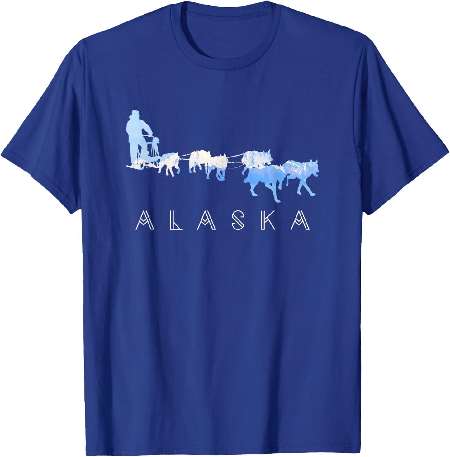 Alaska Sled Dogs Mushing - Sled Dog Team Snow Mountain Scene T-Shirt - T-Shirt | Royal
