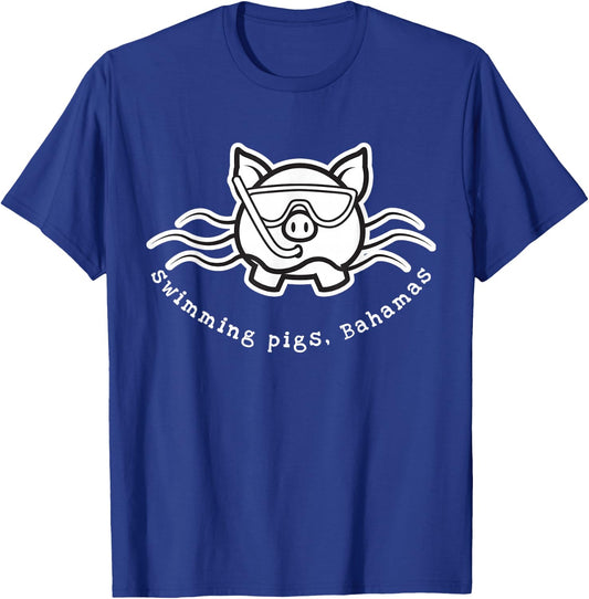 Bahamas Swimming Pig with Mask and Snorkel T-Shirt - T-Shirt | Royal