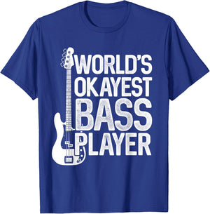 Bass Guitar Player Gifts &Zoo World's Okayest Bass Player Bassists Musician T-Shirt - T-Shirt | Royal