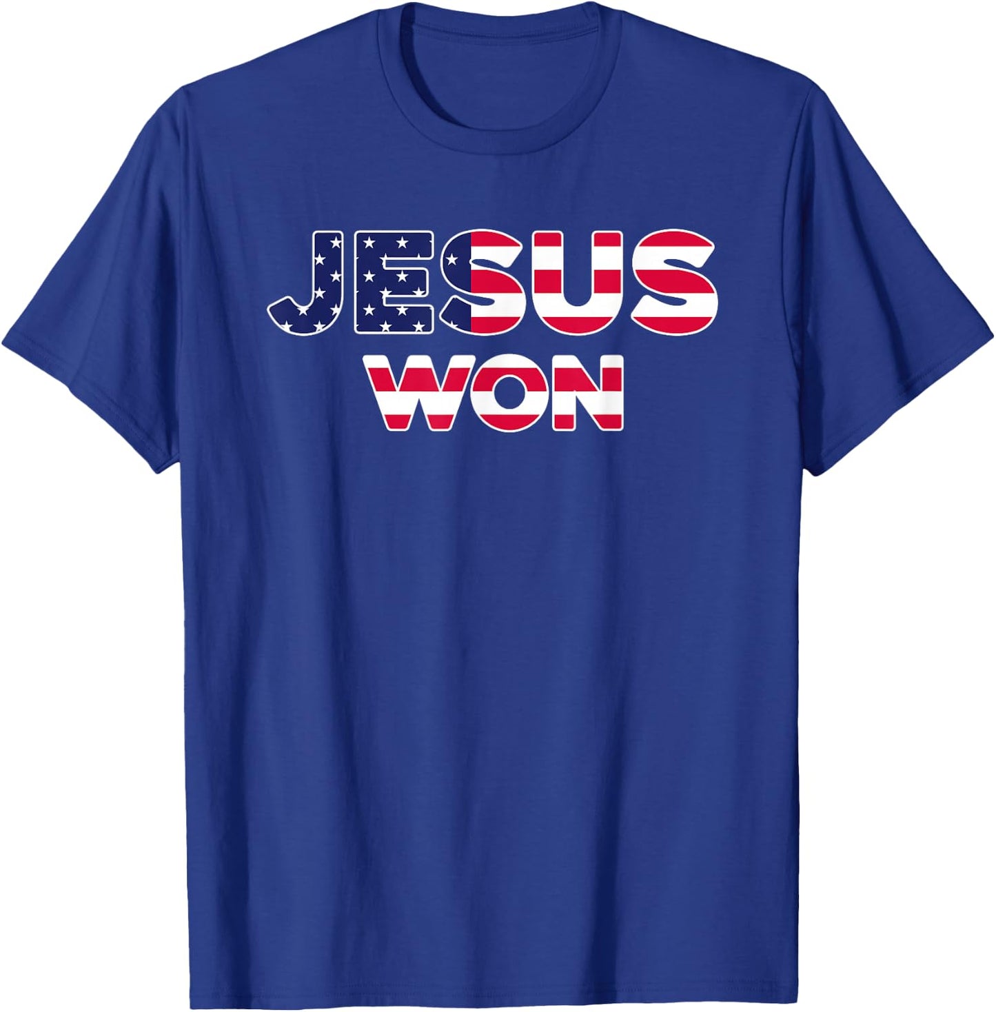 Jesus Won American Flag Christian Faith Spiritual T-Shirt - T-Shirt | Royal