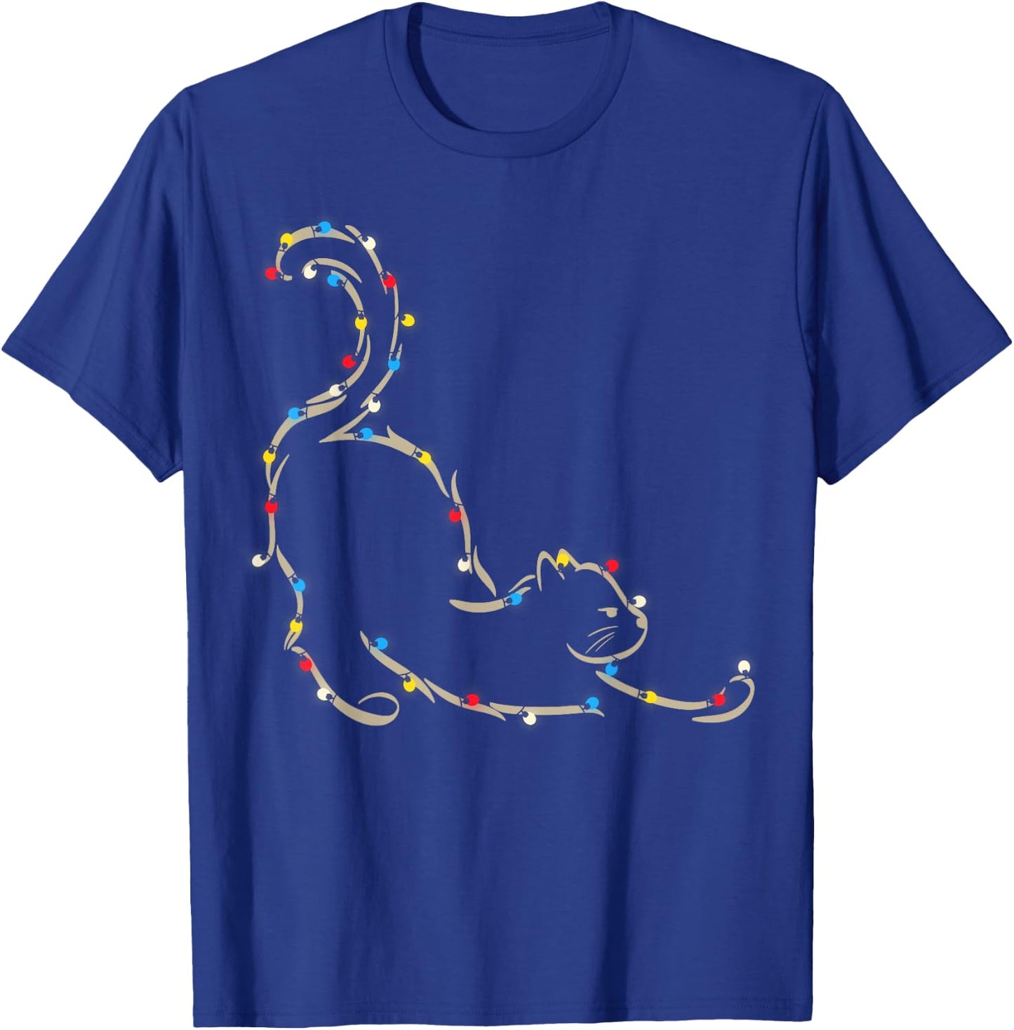 Christmas Lights Meowy Cat Pet Collection Women Kids T-Shirt - T-Shirt | Royal