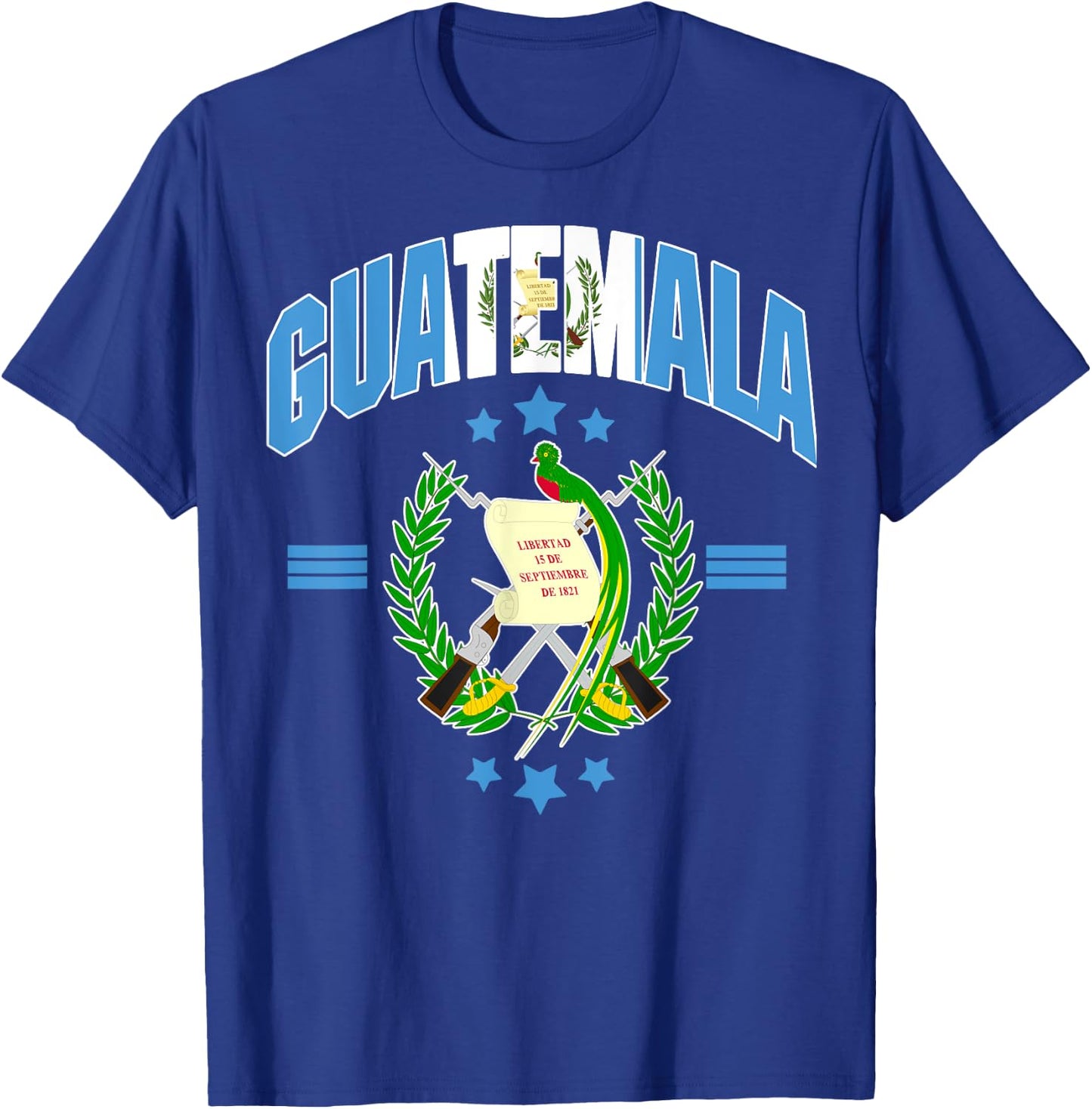 Love Guatemala With Guatemala Flag Quetzal Bird Emblem T-Shirt - T-Shirt | Royal