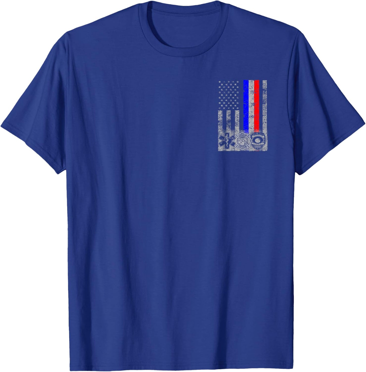 Fireman Police EMT/First Responder Flag T-Shirt - T-Shirt | Royal