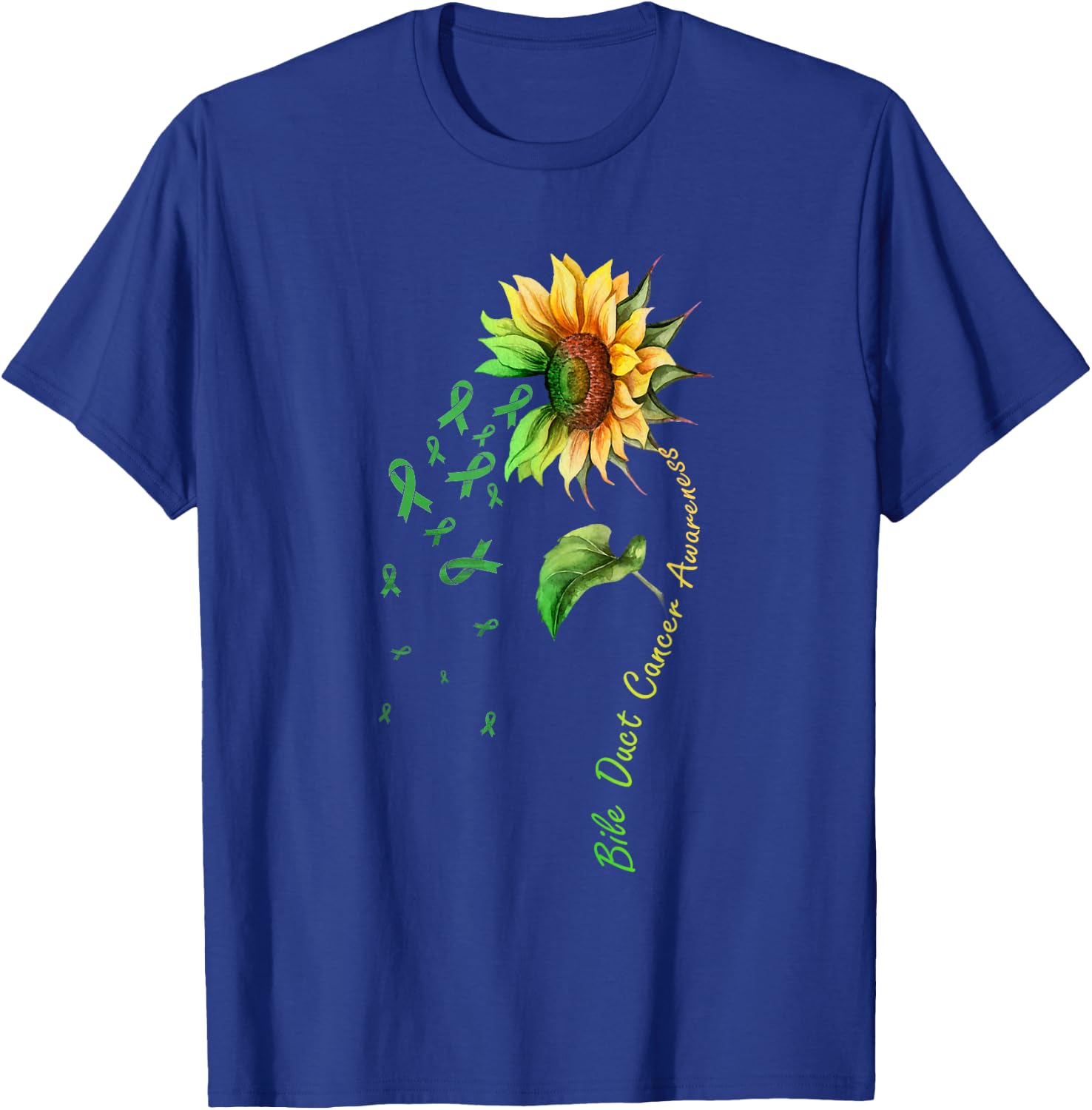 Bile Duct Cancer Awareness Sunflower Shirt T-Shirt - T-Shirt | Royal