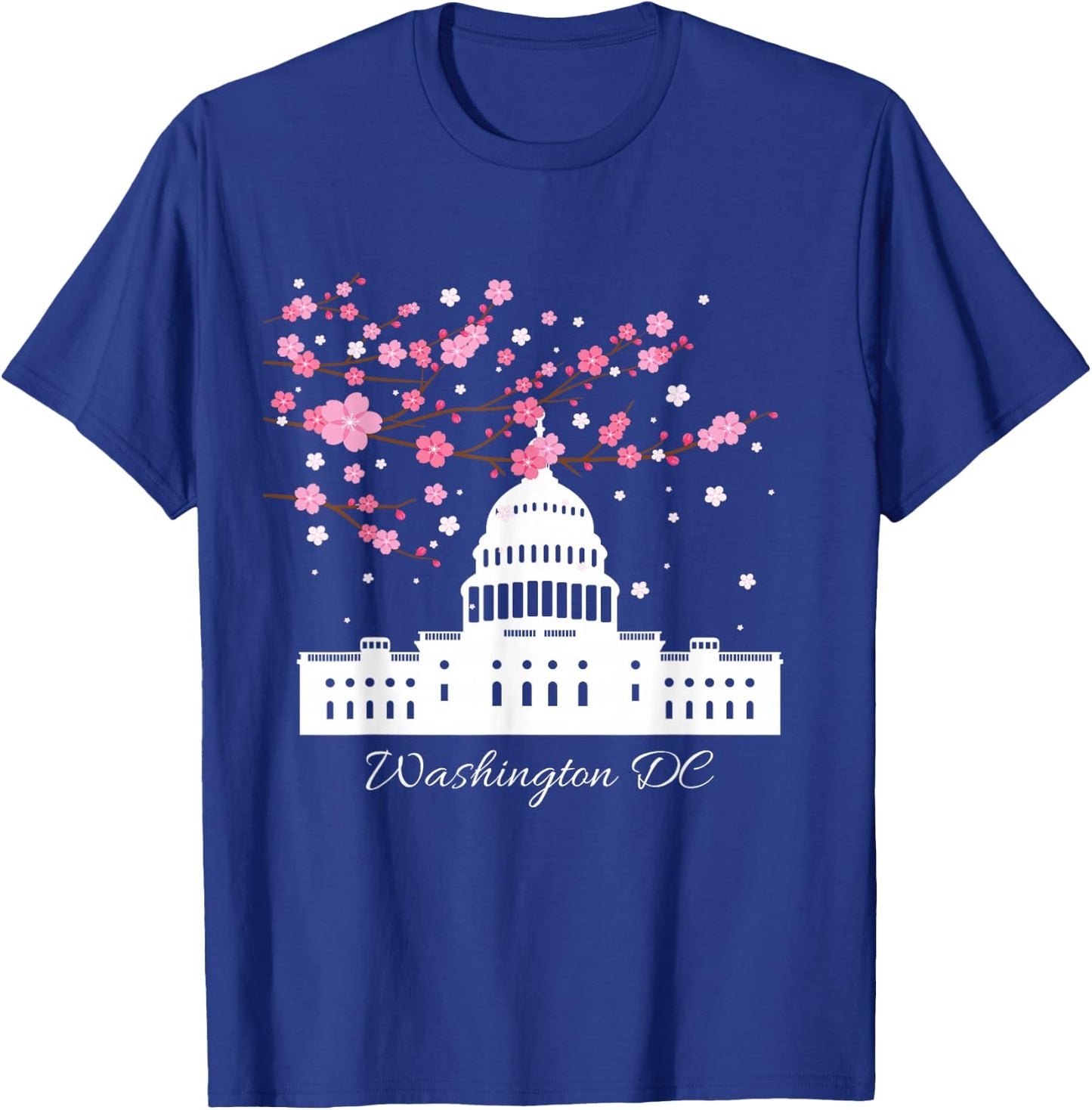 Washington DC Capitol Building Cherry Blossom Trees T-Shirt - T-Shirt | Royal
