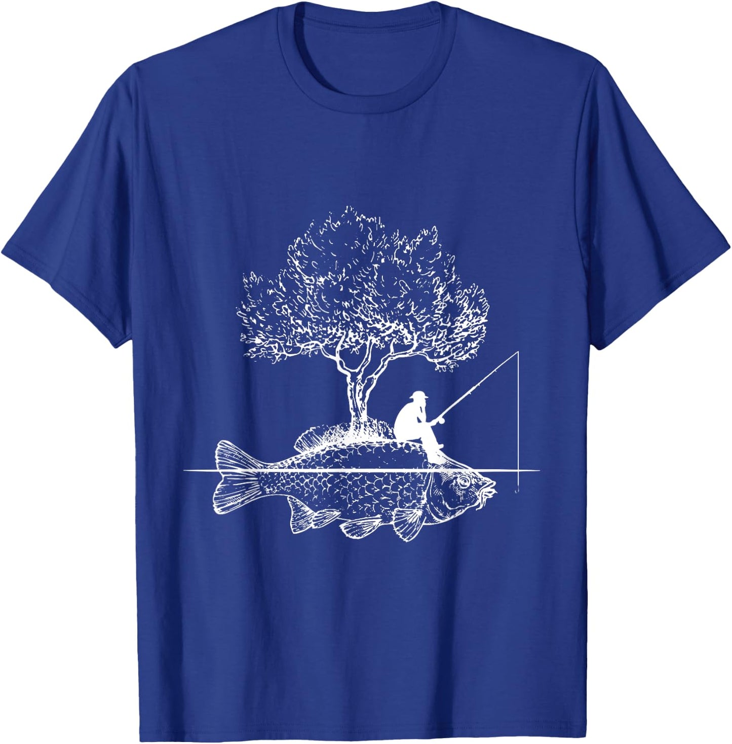 Fishing Fish Island Surreal Carp Angler T-Shirt - T-Shirt | Royal