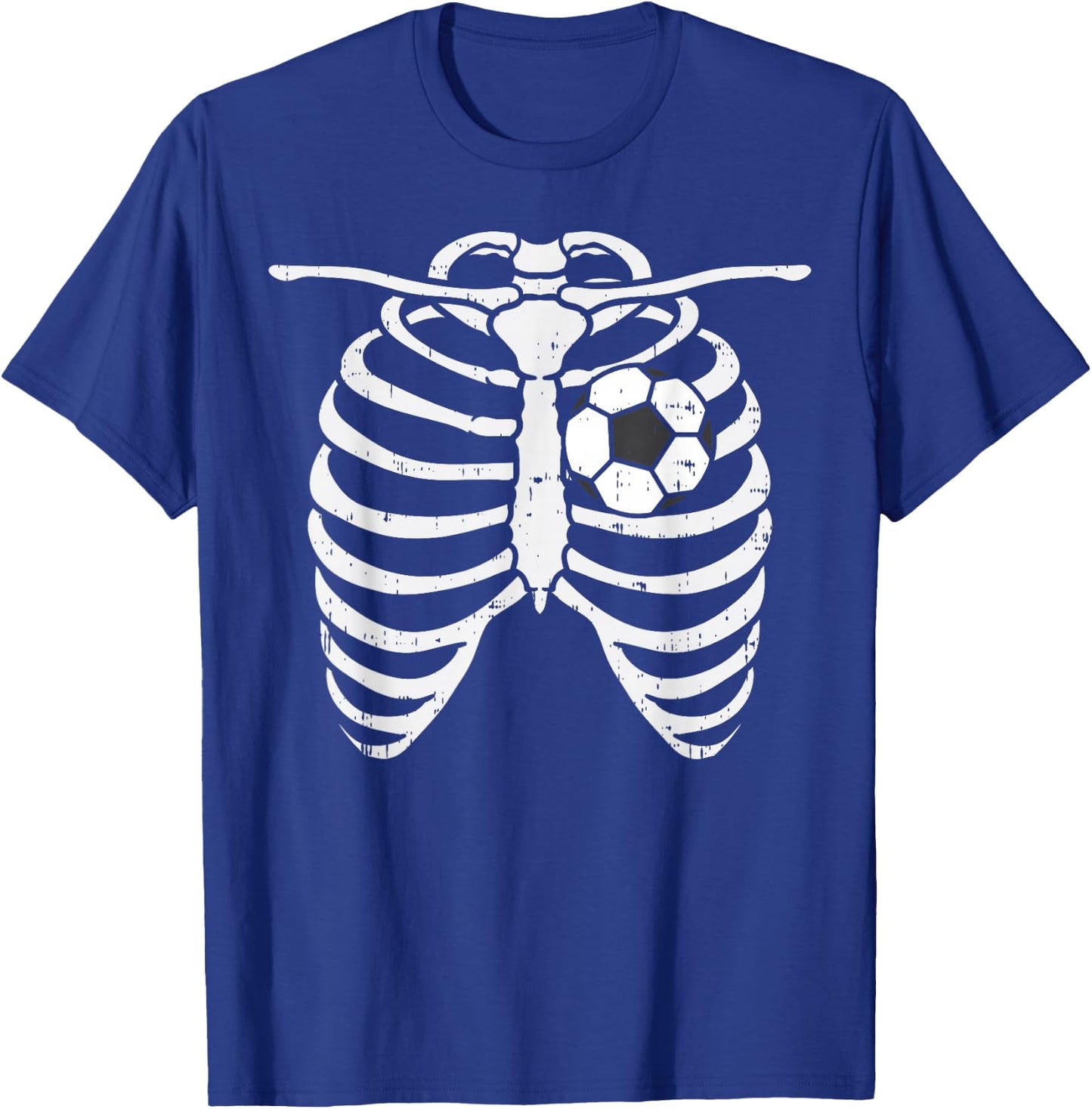 Soccer Heart Skeleton Ribs X-Ray Sport Halloween Costume T-Shirt - T-Shirt | Royal