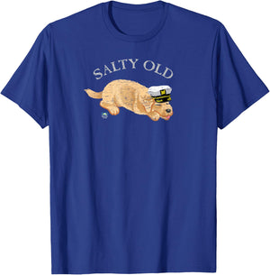 Salty Old Dog Puppy Men Women Girls Kids T-Shirt - T-Shirt | Royal