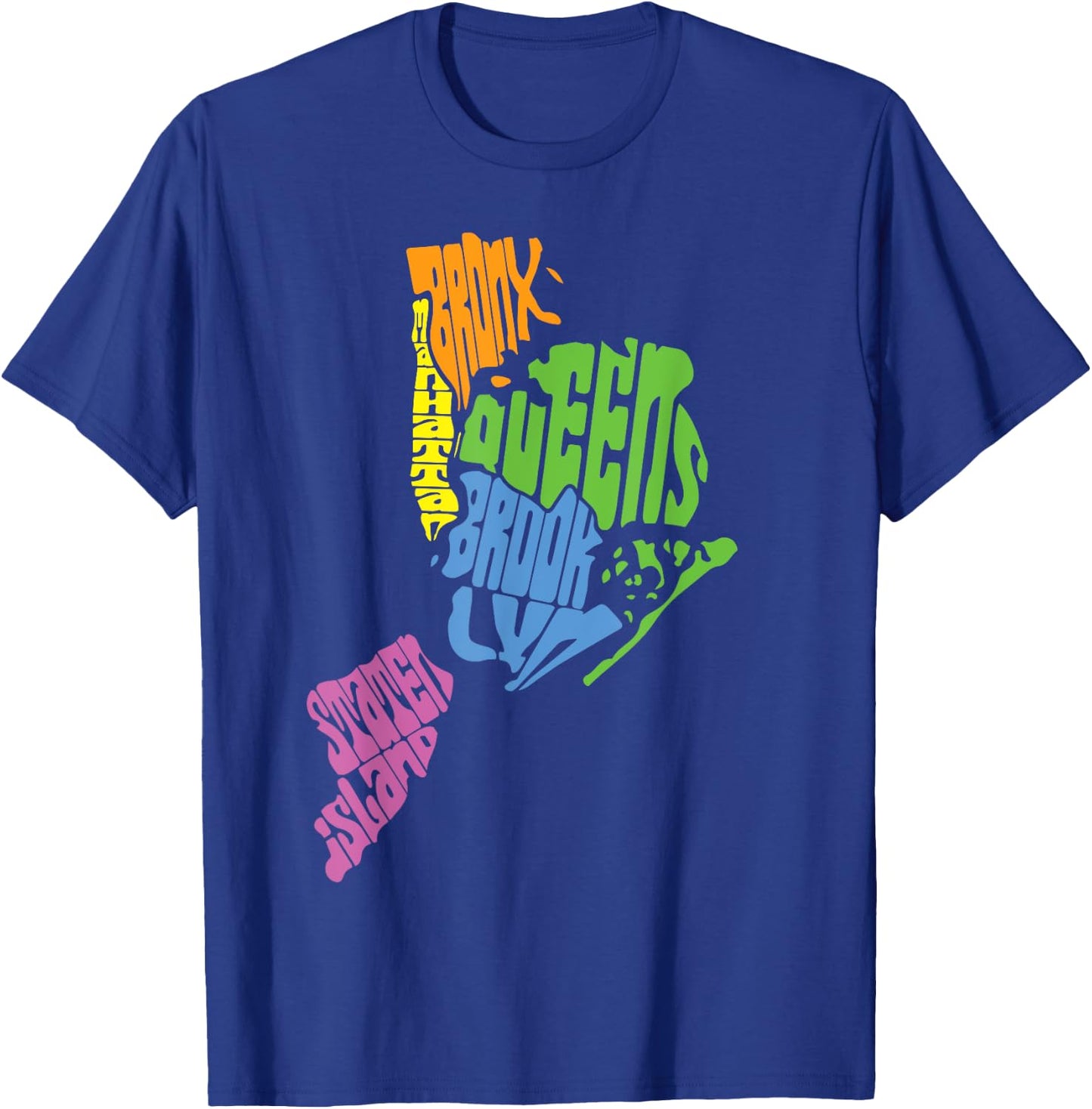 New York City Five Boroughs Map Retro T-Shirt - T-Shirt | Royal