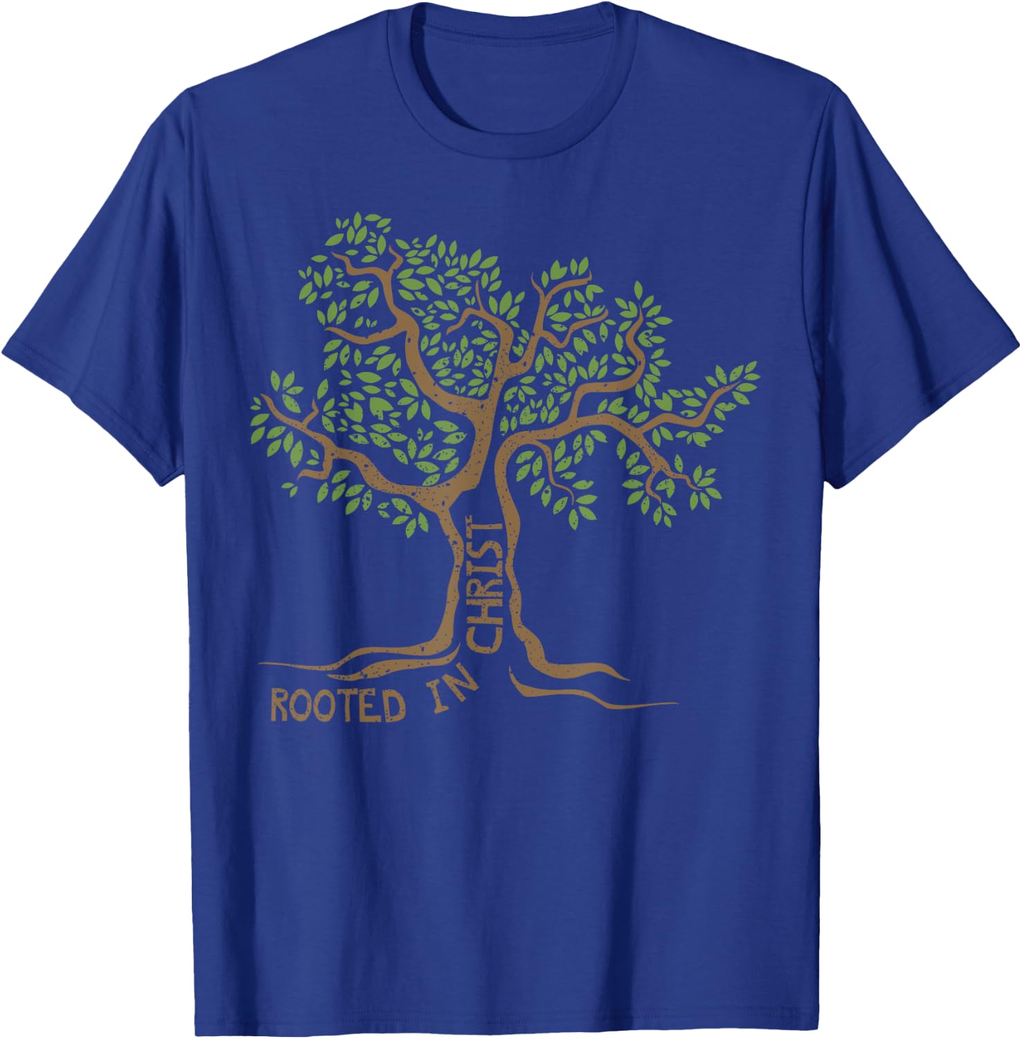 Rooted in Christ Jesus Tree Christian Faith Gift T-Shirt - T-Shirt | Royal