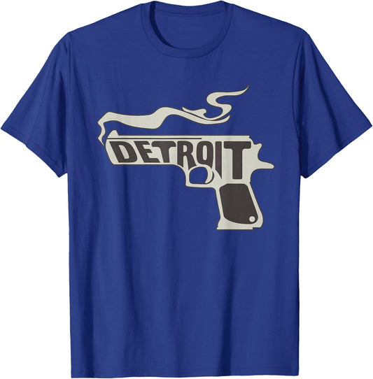 Detroit Smoking Gun Michigan American Motor City Motown T-Shirt - T-Shirt | Royal