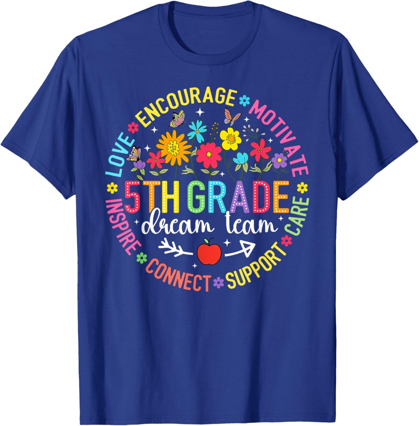 Fifth Grade Dream Team 5th Grade Floral Back to School Girls T-Shirt - T-Shirt | Royal