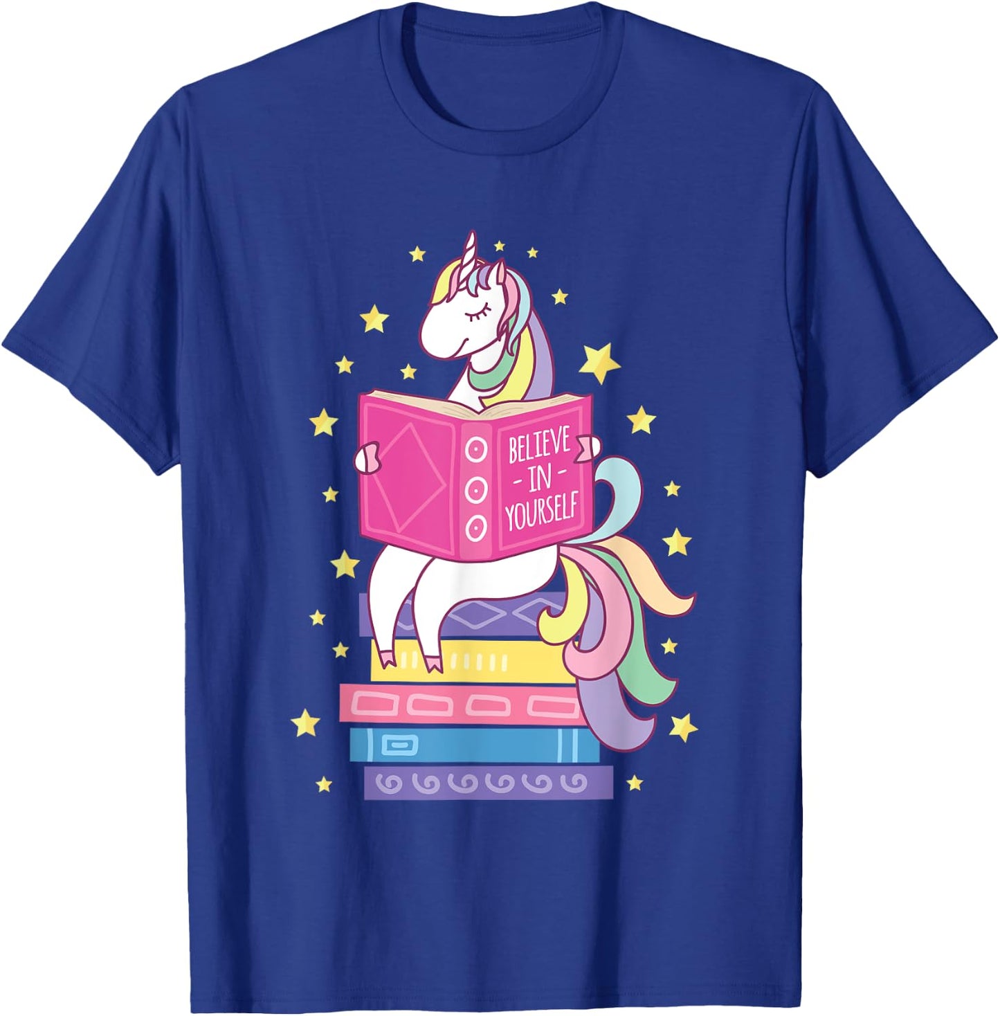 Reading Library Unicorn Read Books Lover Reader Gift T-Shirt - T-Shirt | Royal