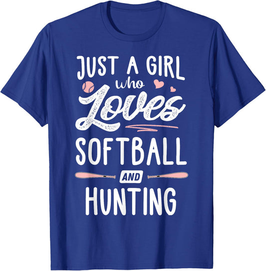 Just A Girl Who Loves Softball And Hunting Gift Women T-Shirt - T-Shirt | Royal