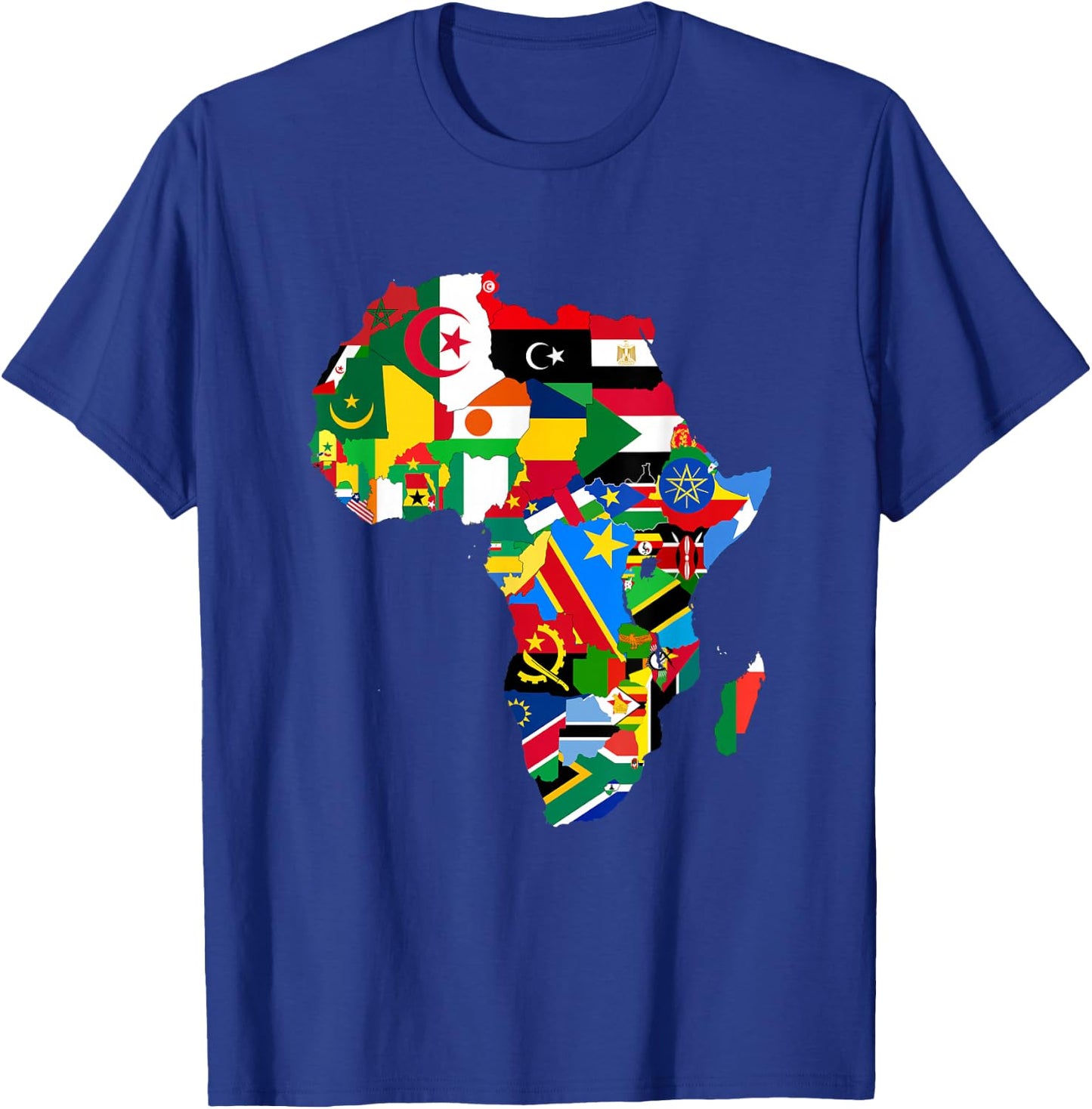 African Pride - Ethnic Map of Africa with Flags T-Shirt - T-Shirt | Royal