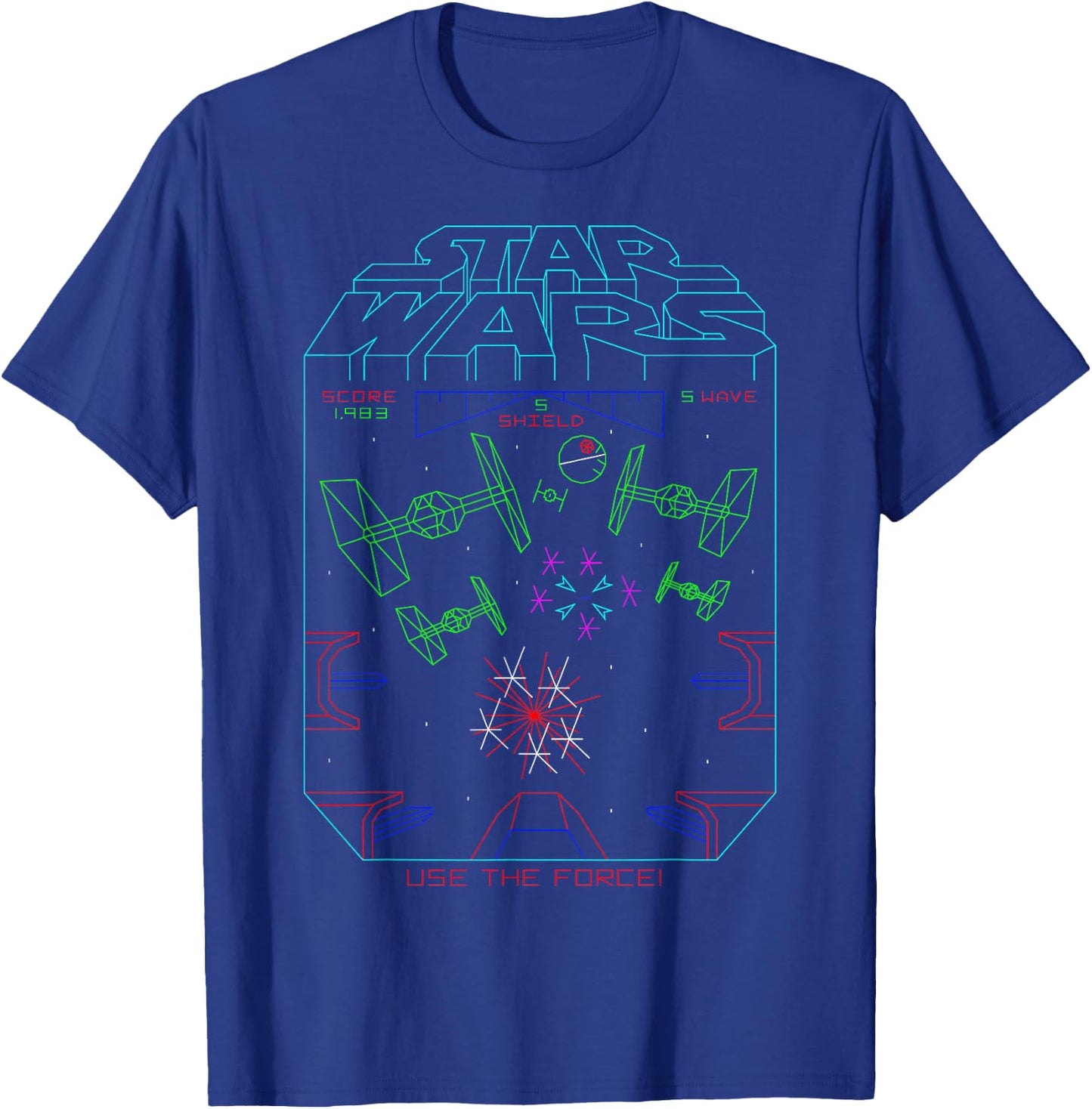 Star Wars Space Fight Vintage Arcade Graphic T-Shirt - T-Shirt | Royal