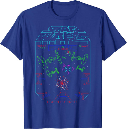 Star Wars Space Fight Vintage Arcade Graphic T-Shirt - T-Shirt | Royal