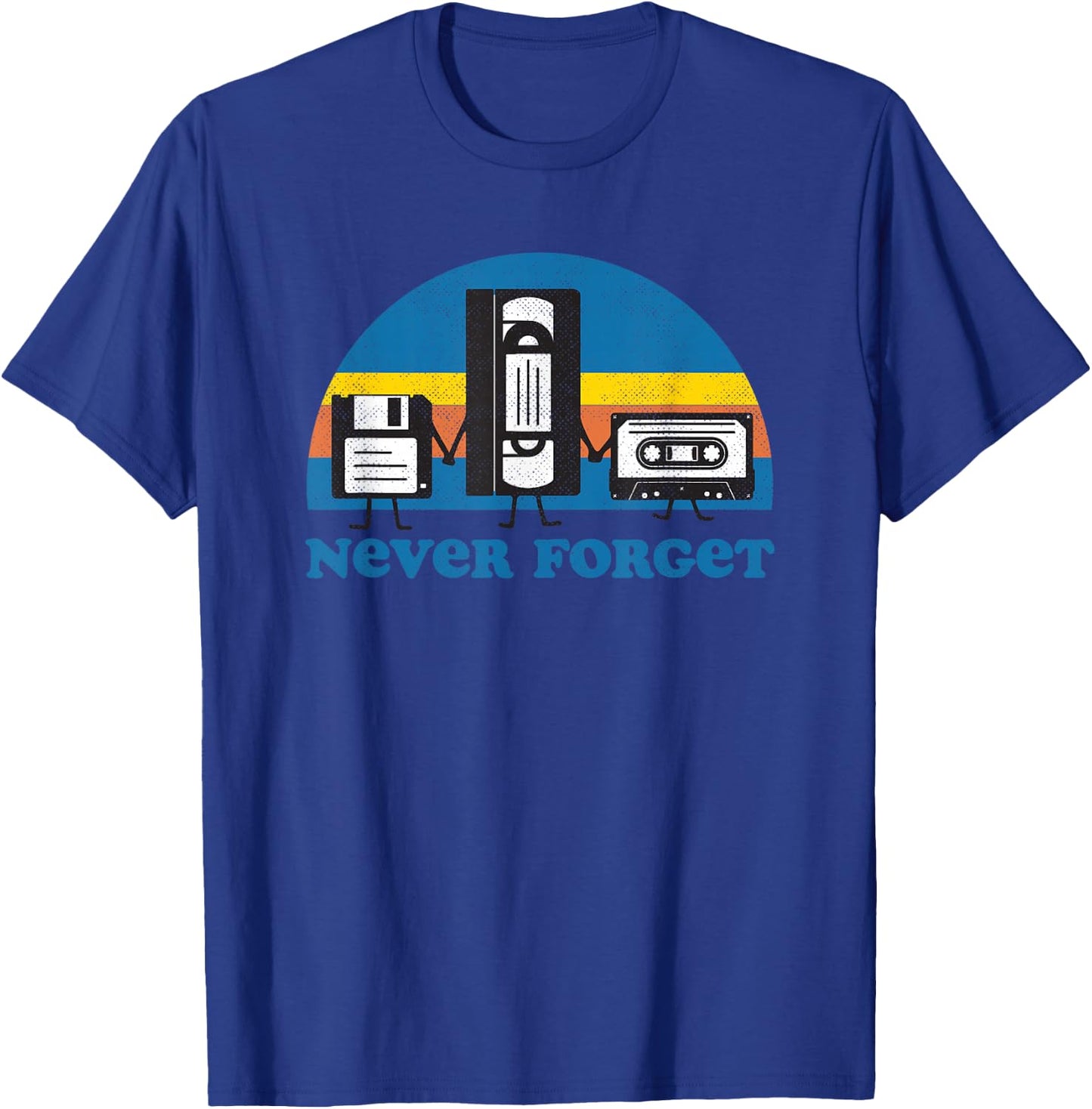 Never Forget T Shirt Funny Floppy Disk VHS Tape 90s 80s T-Shirt - T-Shirt | Royal