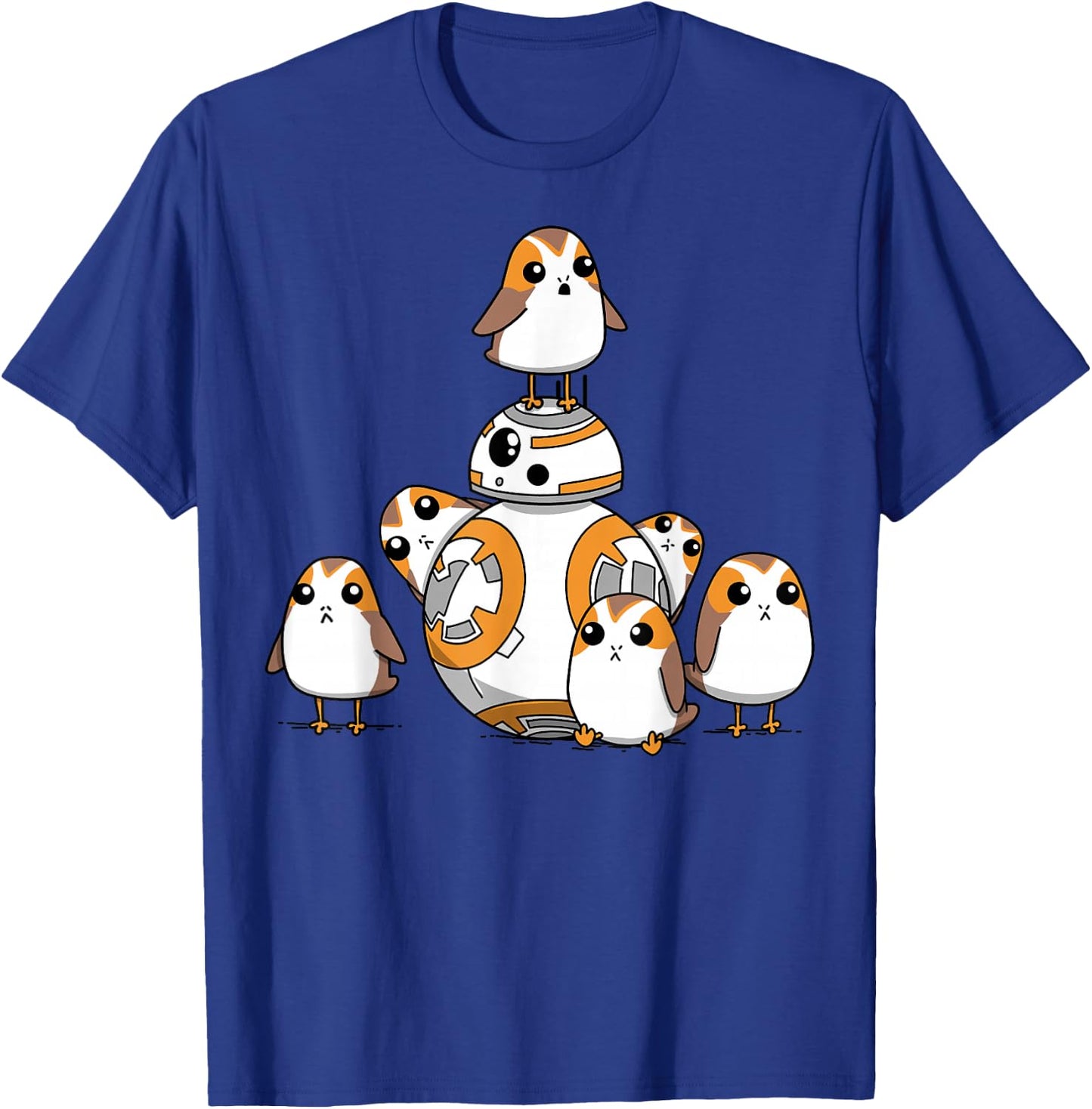 Star Wars Porgs Having Fun With BB-8 Portrait T-Shirt - T-Shirt | Royal
