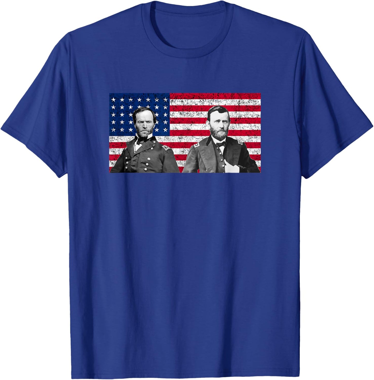 Sherman And Grant With The American Flag T-Shirt - T-Shirt | Royal