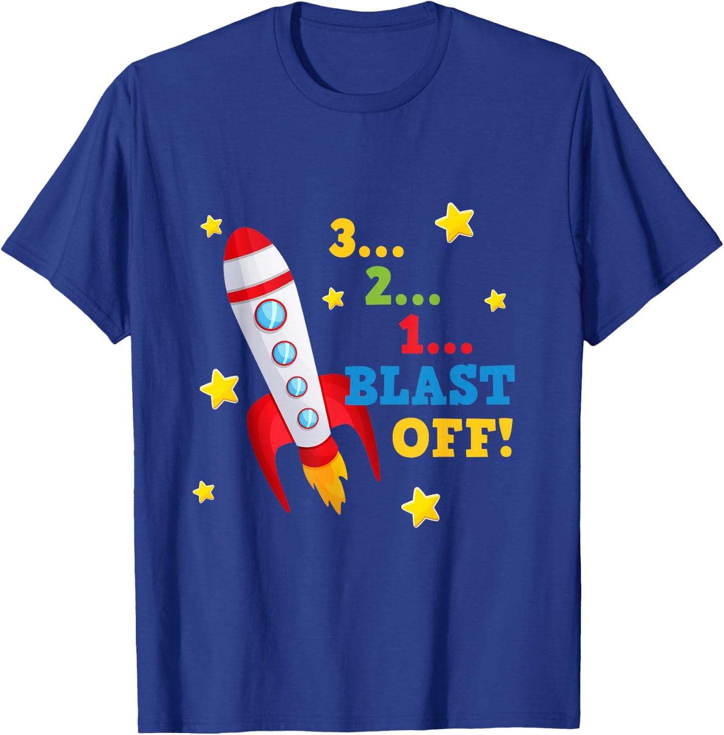 3 2 1 Blast Off Into Space Short Sleeved T-Shirt - T-Shirt | Royal