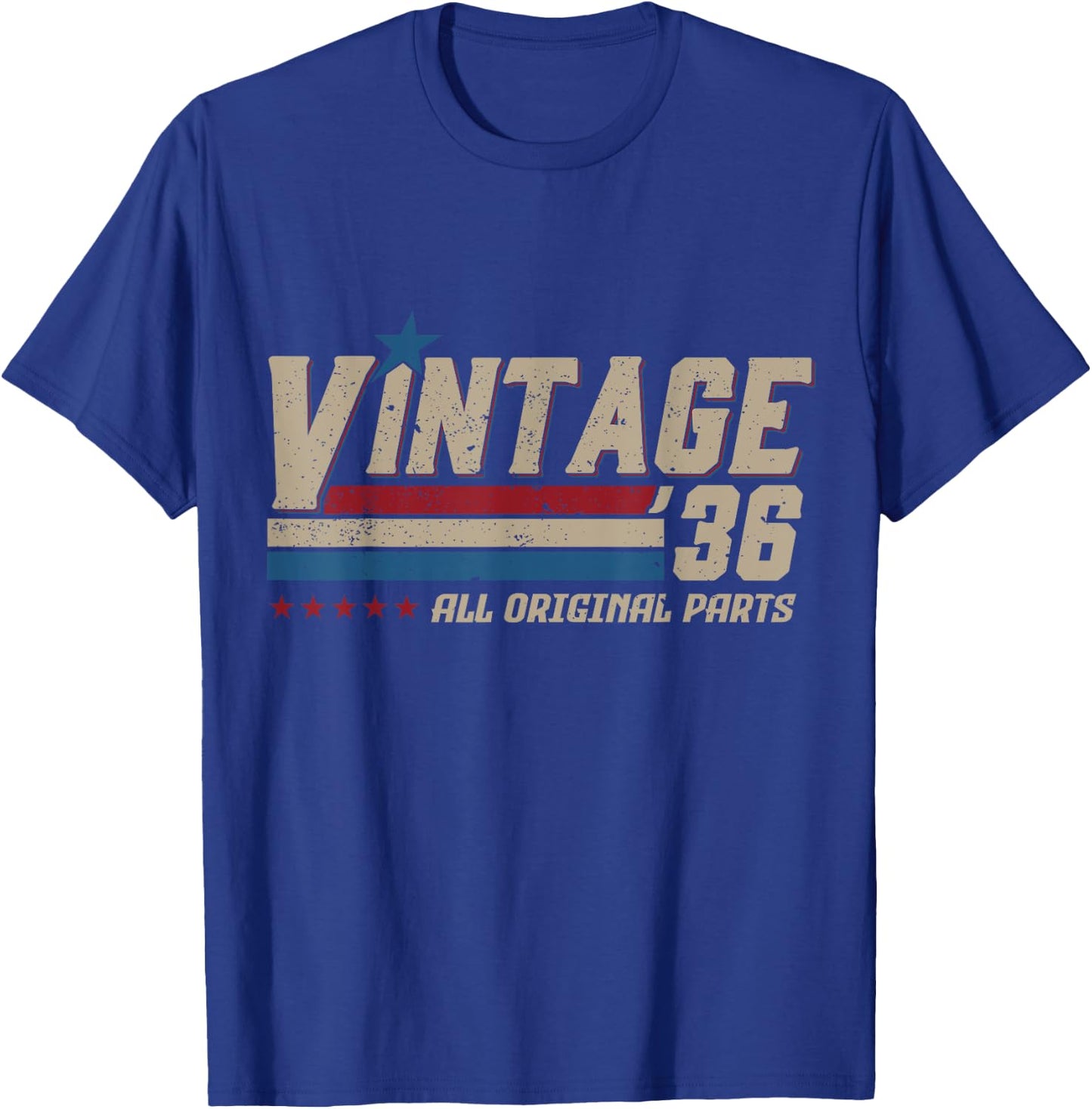 Vintage 1936 All Original Parts Birthday Men T-Shirt - T-Shirt | Royal