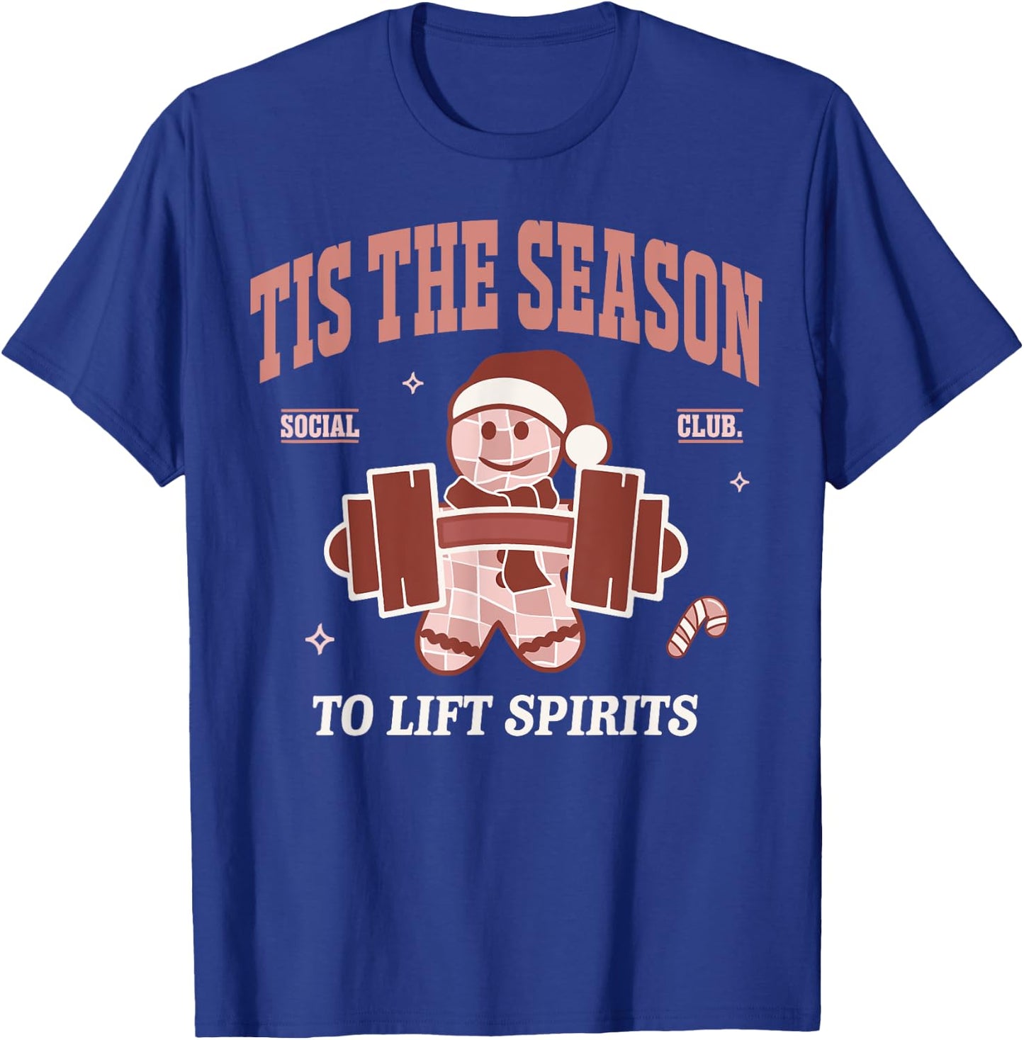 Lift Spirits Funny Weightlifting Christmas Fitness Gym Xmas T-Shirt - T-Shirt | Royal