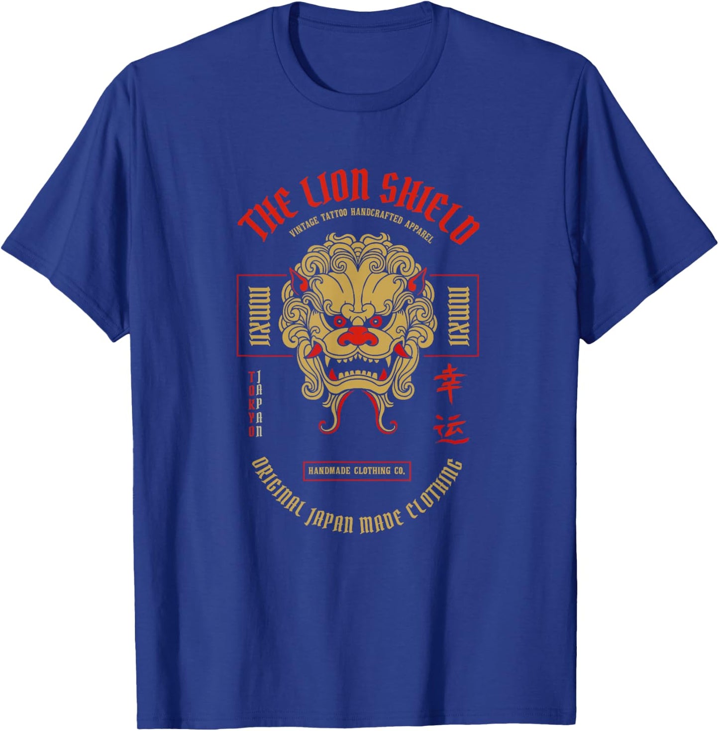 Traditional Japanese Shi Shi Lion Mask Asian Kanji Symbols T-Shirt - T-Shirt | Royal