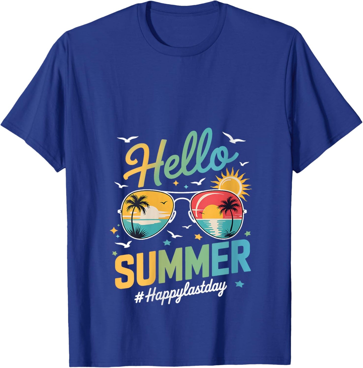 Hello Summer Teacher Happy Last Day of School Pre-K V-Neck T-Shirt - T-Shirt | Royal