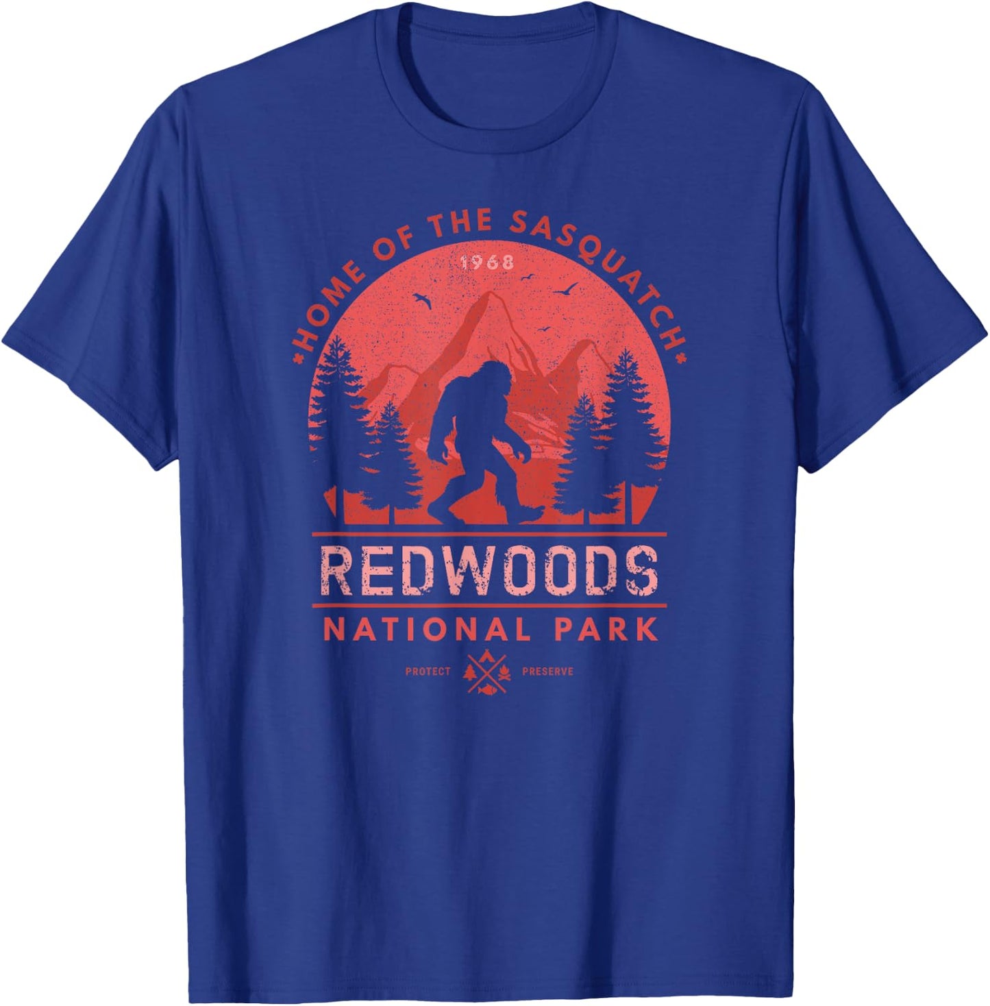 Bigfoot Redwoods Wilderness T Shirt California Sasquatch T-Shirt - T-Shirt | Royal