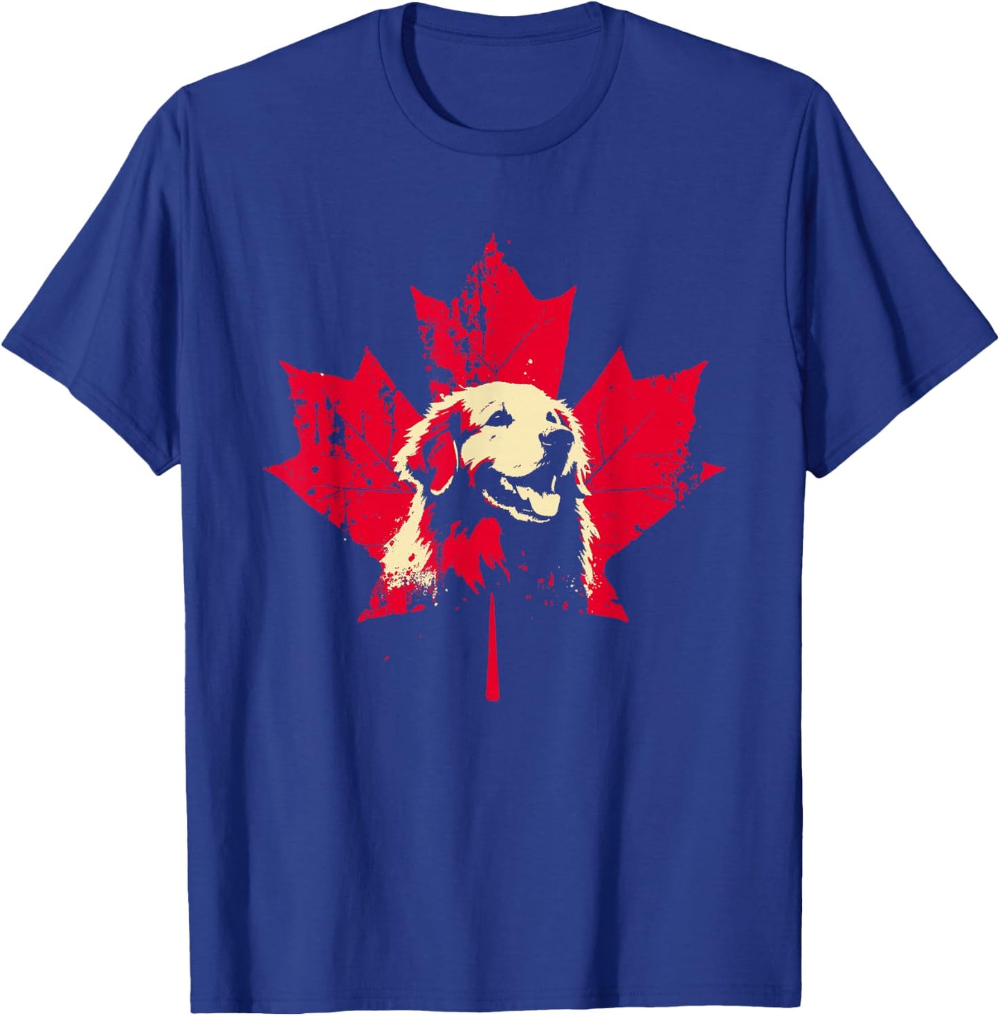 Golden Retriever Maple Leaf - Vintage Canadian Goldie T-Shirt - T-Shirt | Royal