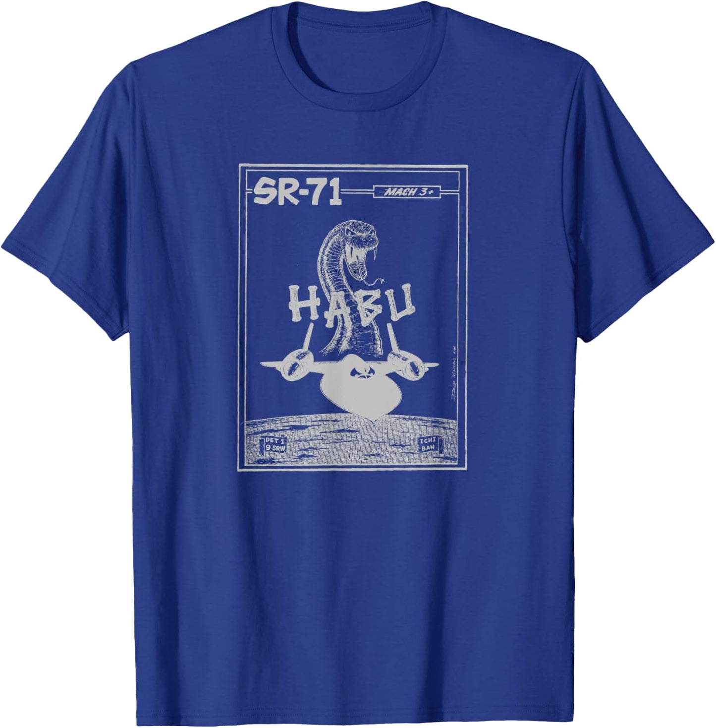 SR-71 Military Aircraft Original Habu Logo Artwork T-Shirt - T-Shirt | Royal