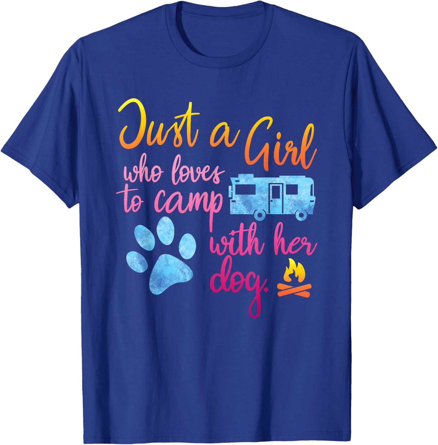 Just A Girl Who Loves To Camp With Her Dog Cute Camping T-Shirt - T-Shirt | Royal