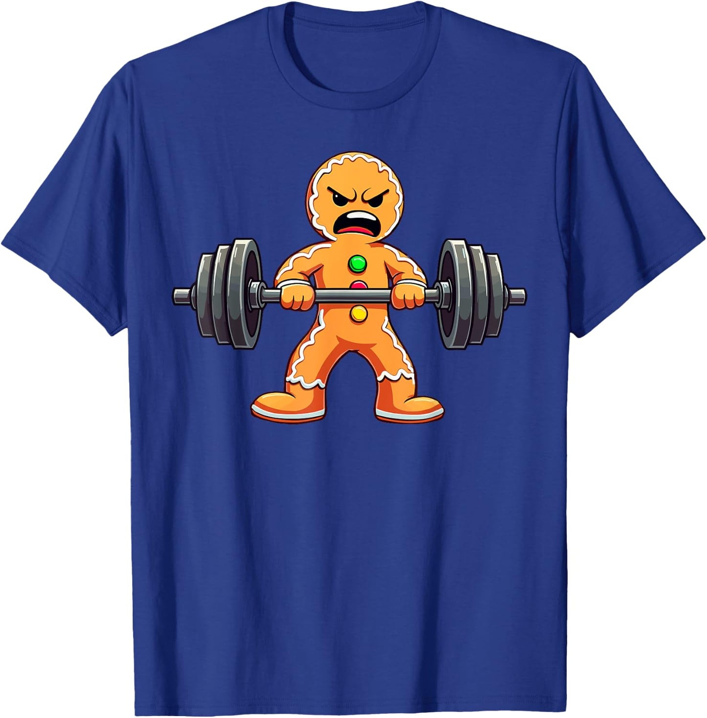 Gingerbread Weightlifter Christmas Powerlifting Xmas Gym T-Shirt - T-Shirt | Royal