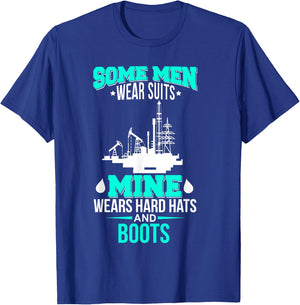 Oil Field Driller Wife, Husband Hard Hats & Boots T-Shirt - T-Shirt | Royal