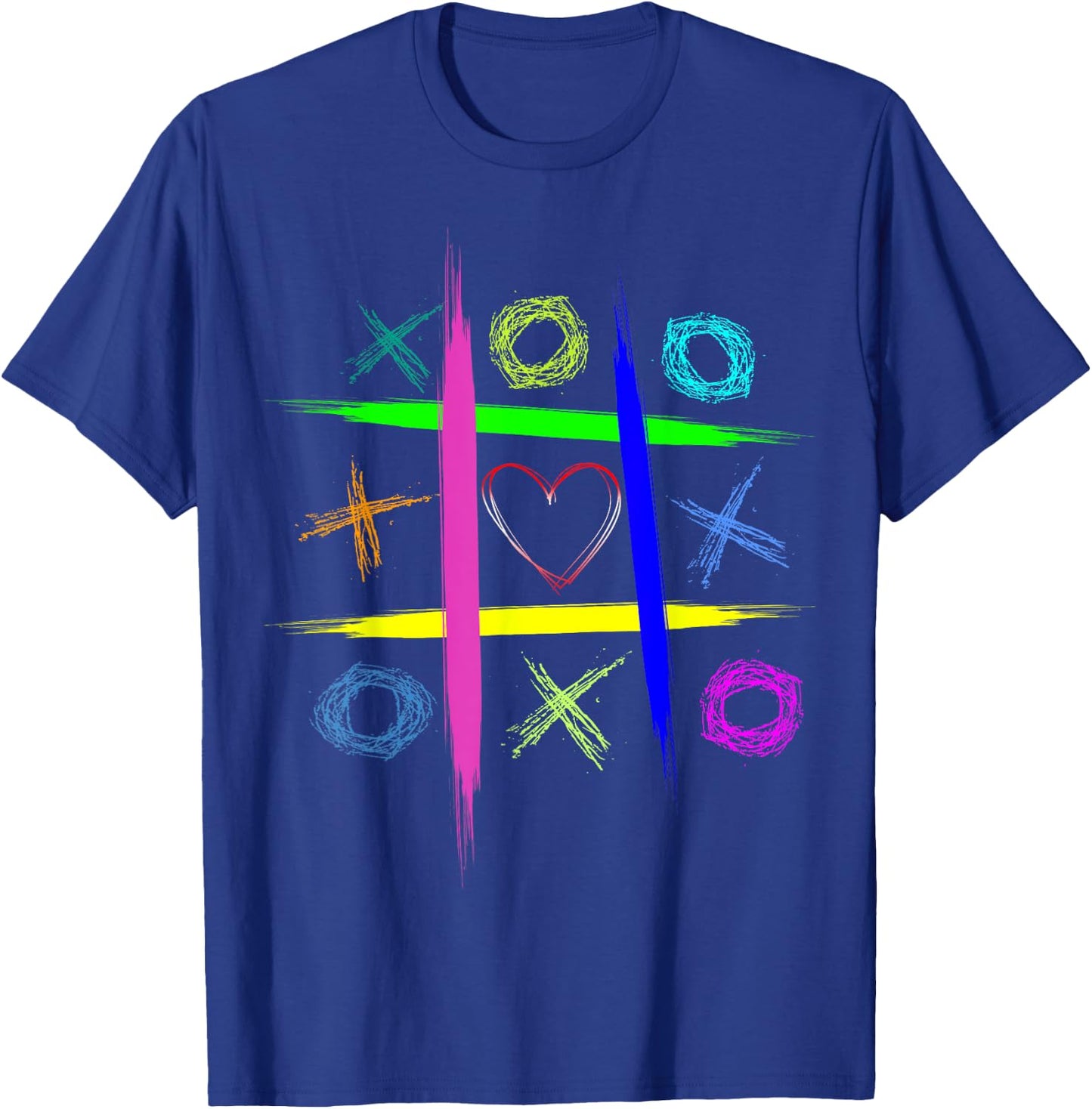 Ultimate Tic tac toe board game colorful & heart hugs kisses T-Shirt - T-Shirt | Royal