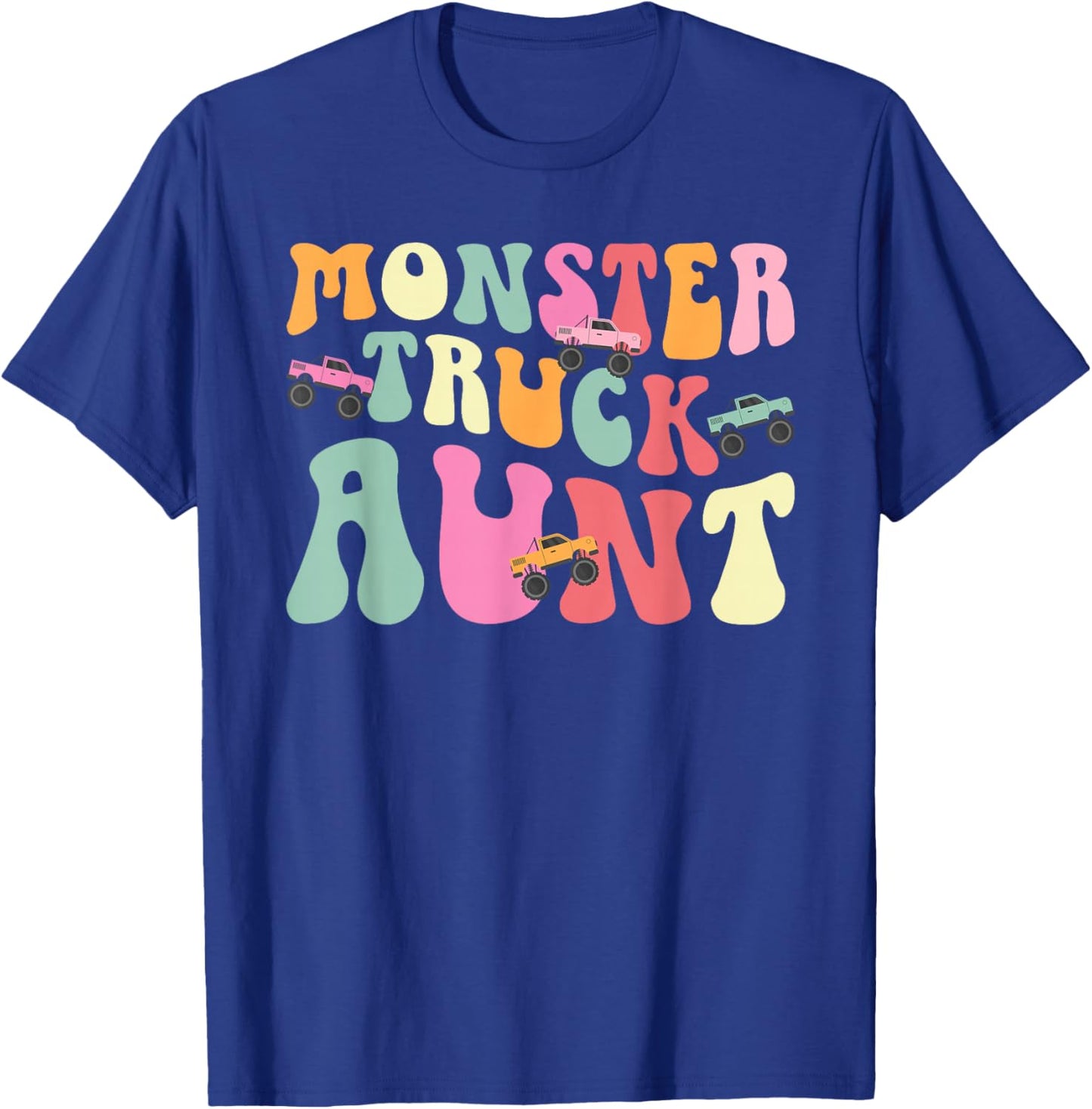 Monster Truck Aunt Groovy Monster Truck Auntie T-Shirt - T-Shirt | Royal