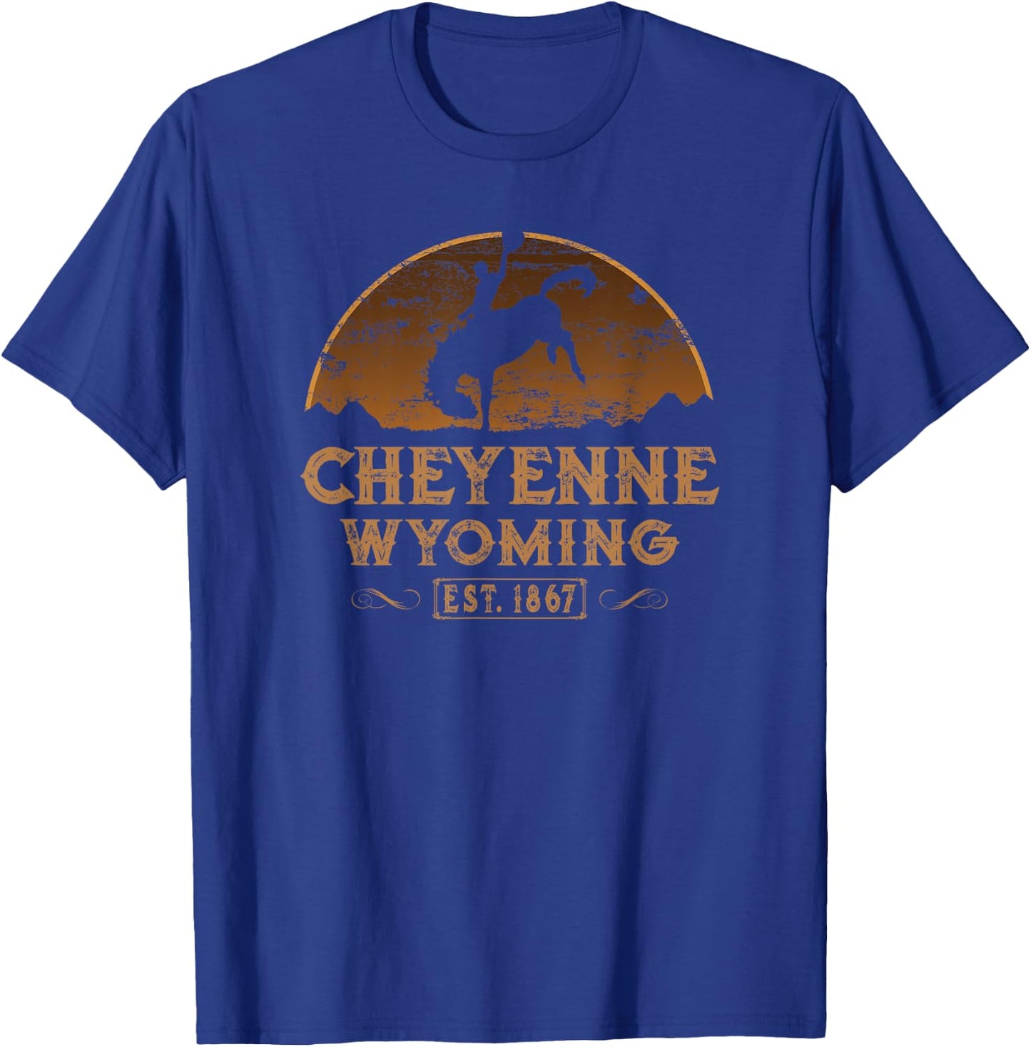 Cheyenne Wyoming WY Rodeo Cowboy T-Shirt - T-Shirt | Royal