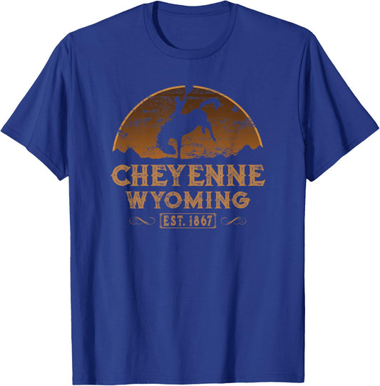 Cheyenne Wyoming WY Rodeo Cowboy T-Shirt - T-Shirt | Royal