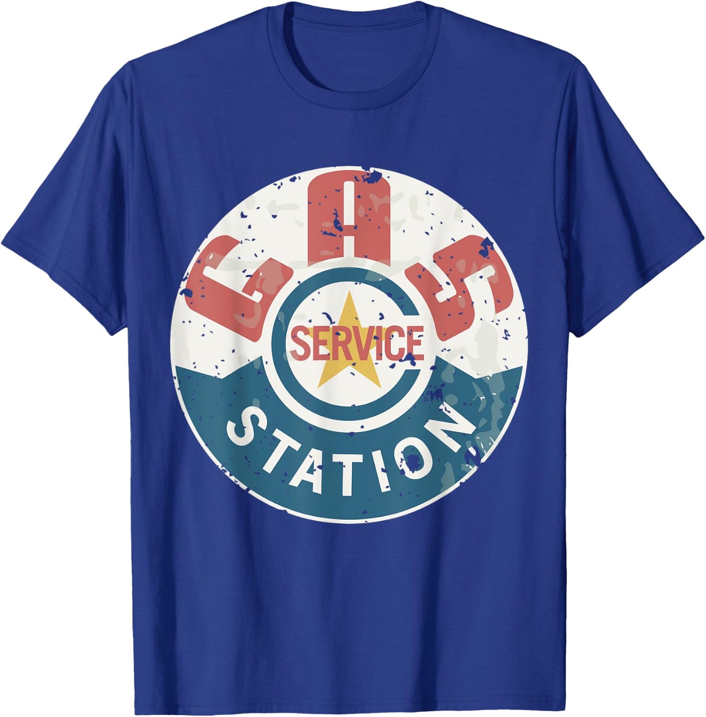 Vintage Gas Station (distressed shirts women & men) T-Shirt - T-Shirt | Royal