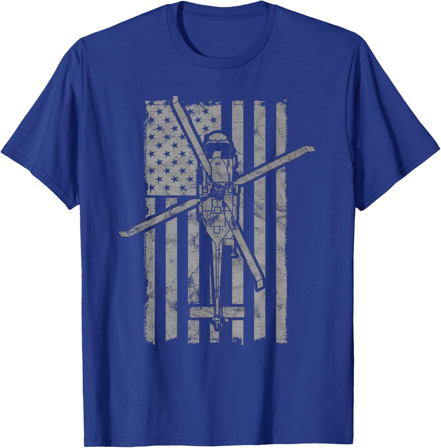 SH-60 Sea Hawk Military Helicopter Vintage Flag T-Shirt - T-Shirt | Royal