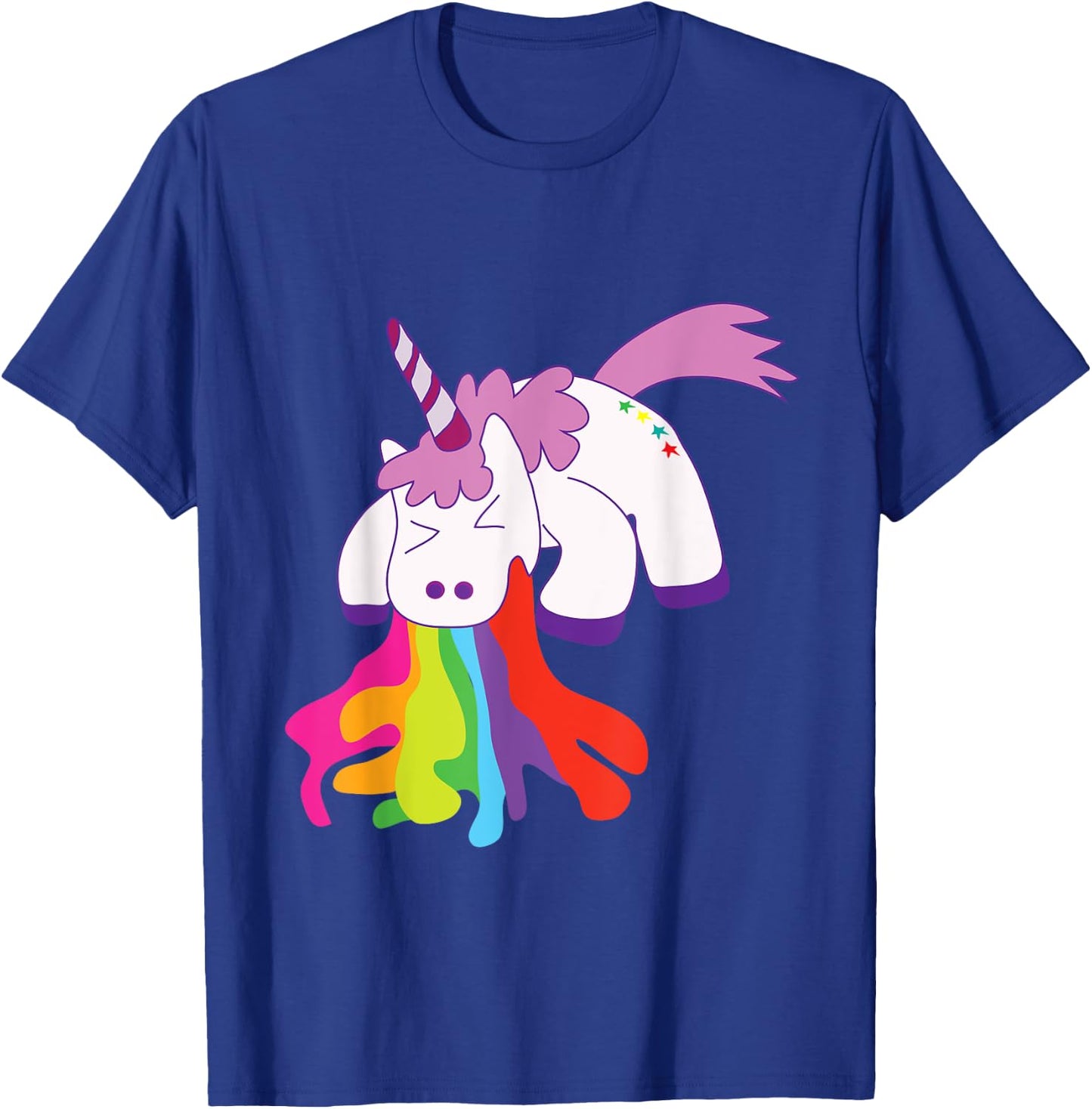 Unicorn Puking Rainbows Graphic T shirt Funny Rainbow Puke T-Shirt - T-Shirt | Royal