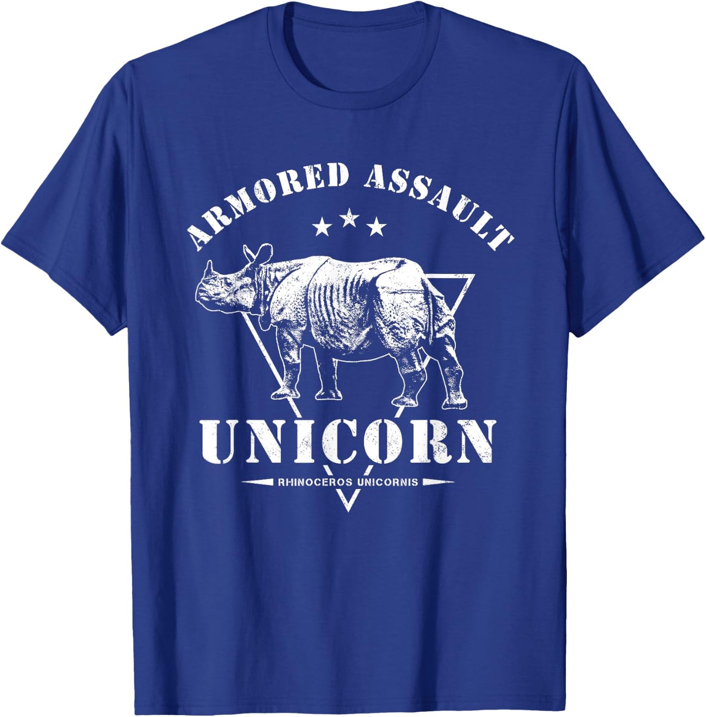Armored Assault Unicorn Funny Rhino T-Shirt - T-Shirt | Royal